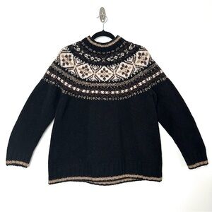Vintage Eddie Bauer Cottagecore Nordic Sweater Funnel Neck Fair Isle Cabincore